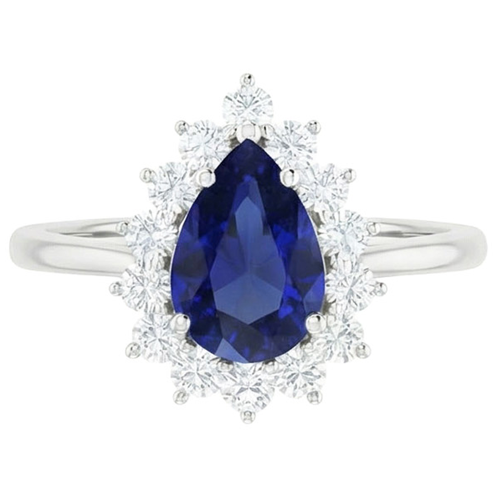 naturel pear diamant 2.25carats bague angle de côté