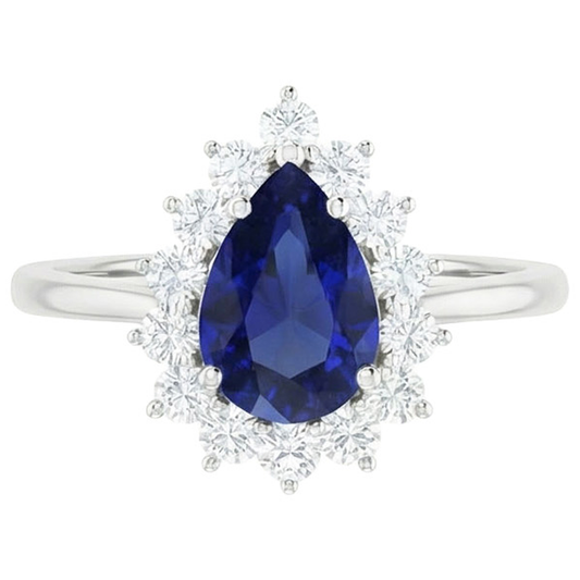naturel pear diamant 2.25carats bague angle de côté
