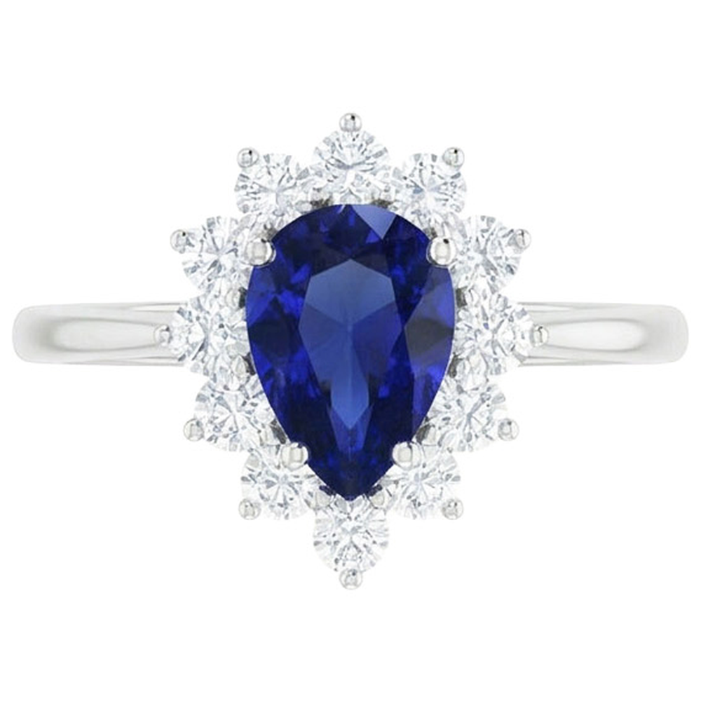naturel pear diamant 2.25carats bague vue de dessus