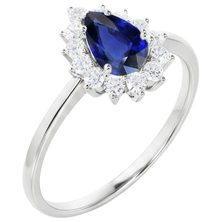 naturel pear diamant 2.25carats bague sur blanc