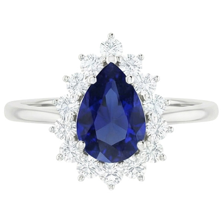 naturel pear diamant 2.25carats bague vue de profil