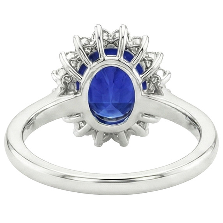 Bague Diamant Halo Style Fleur Saphir Ceylan 4 Carats