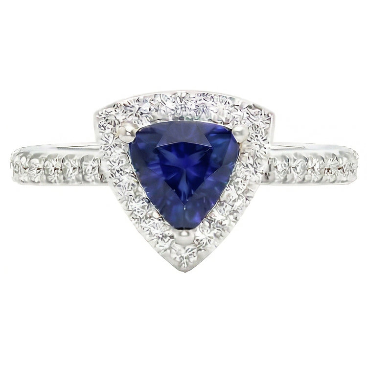 naturel trillion saphir 2carats bague angle de côté