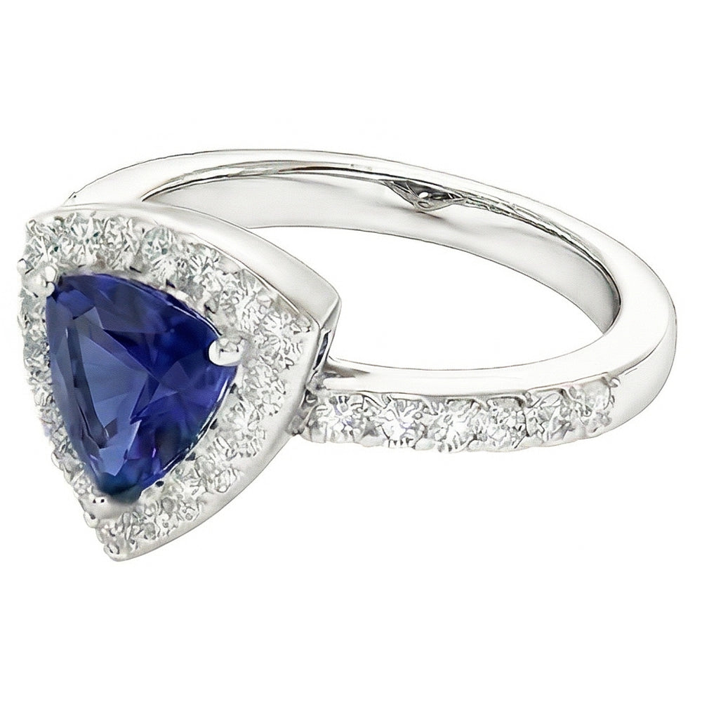 naturel trillion saphir 2carats bague détail rapproché