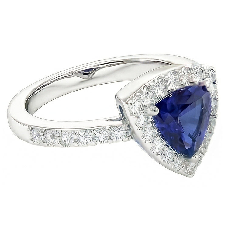 naturel trillion saphir 2carats bague vue de dessus