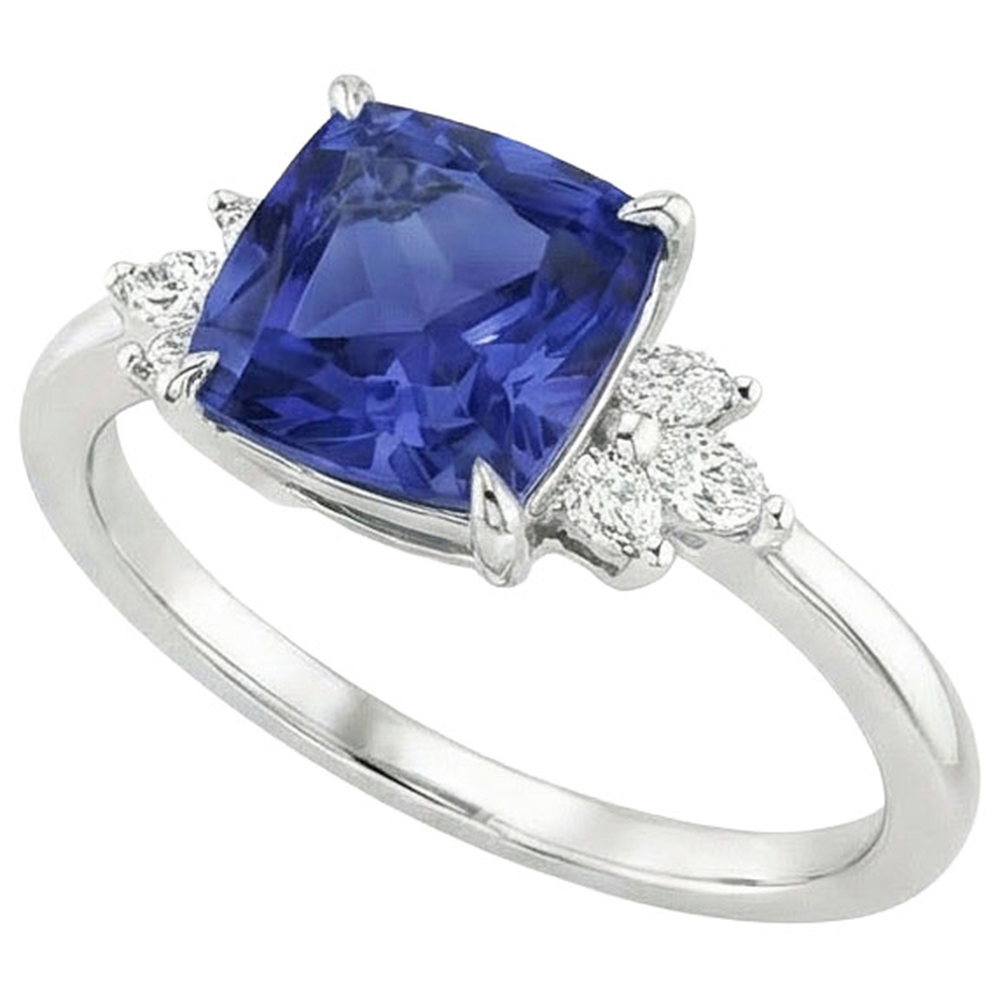 Bague Diamant Naturels Extraits des Mines ( et non cultivés en laboratoire ) Marquise Saphir De Ceylan