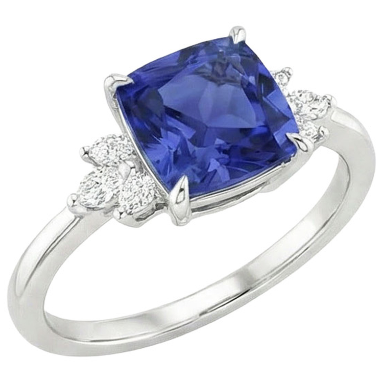 Bague Diamant Naturels Extraits des Mines ( et non cultivés en laboratoire ) Marquise Saphir De Ceylan
