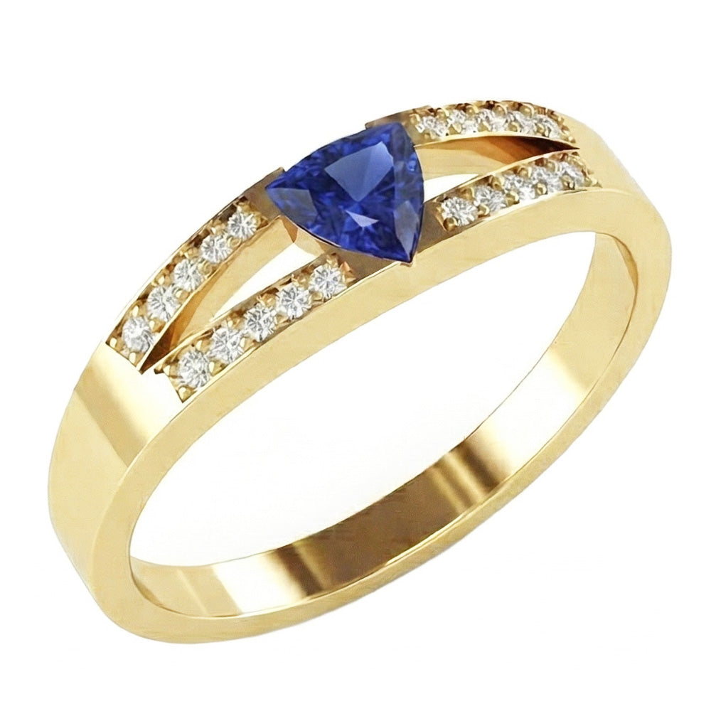naturel trillion diamant 1carats bague vue de face