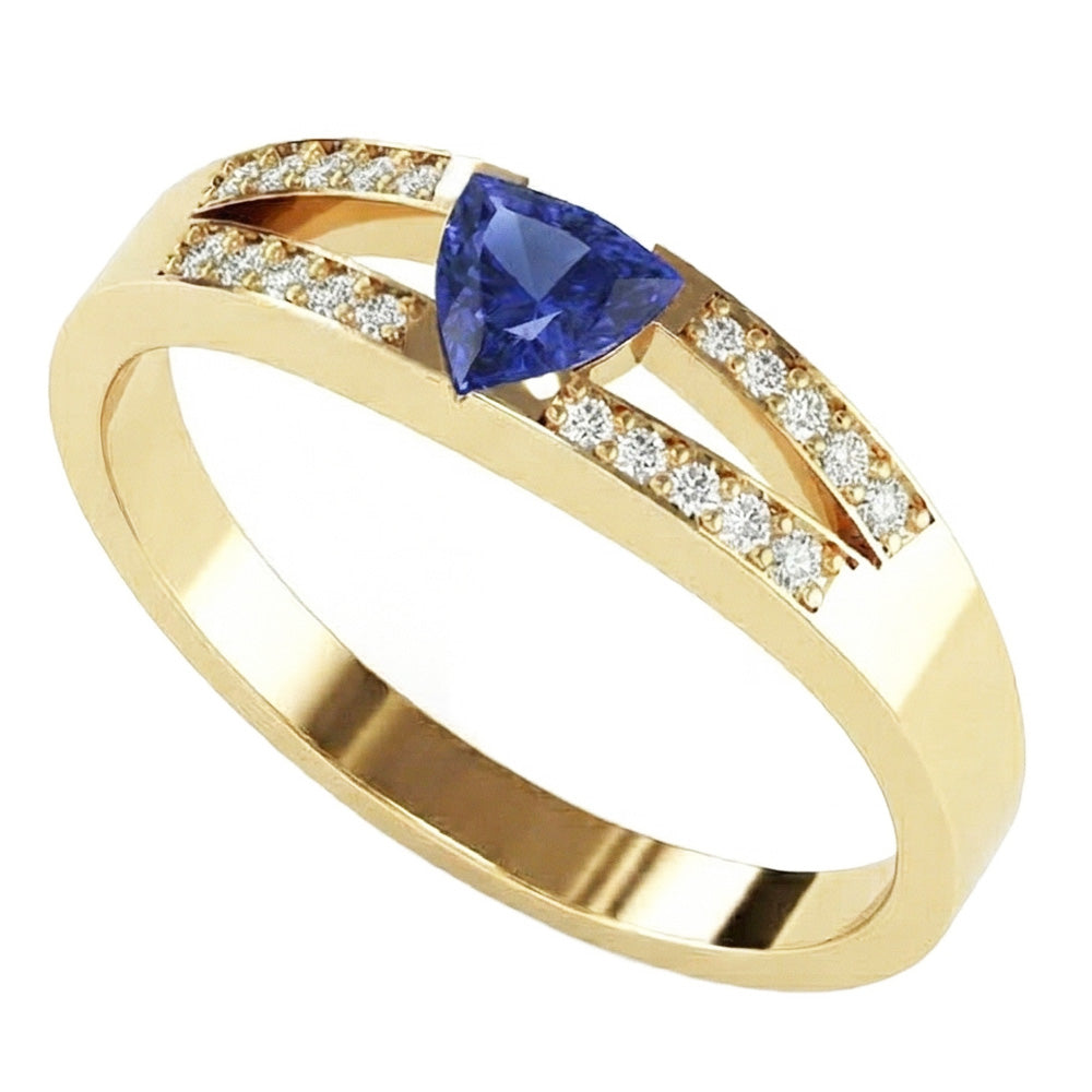 naturel trillion diamant 1carats bague angle de côté