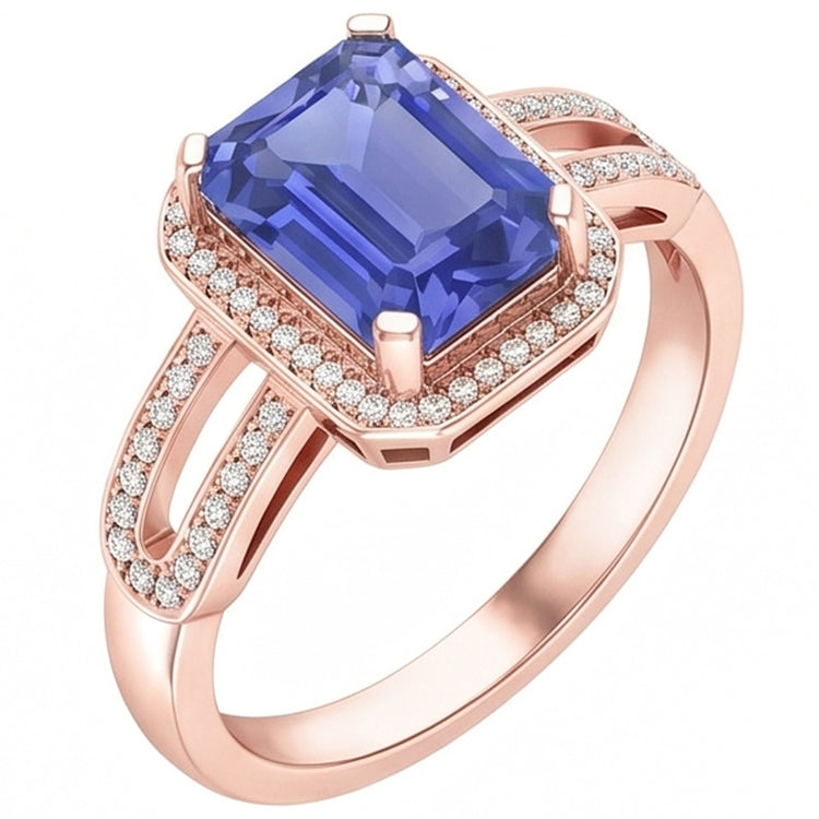 Bague Diamant Naturel 3.50 Carats - Or Rose 14K