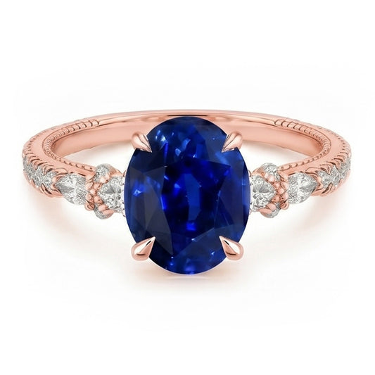 Bague Diamant Naturel 4 Carats - Or Rose 14K