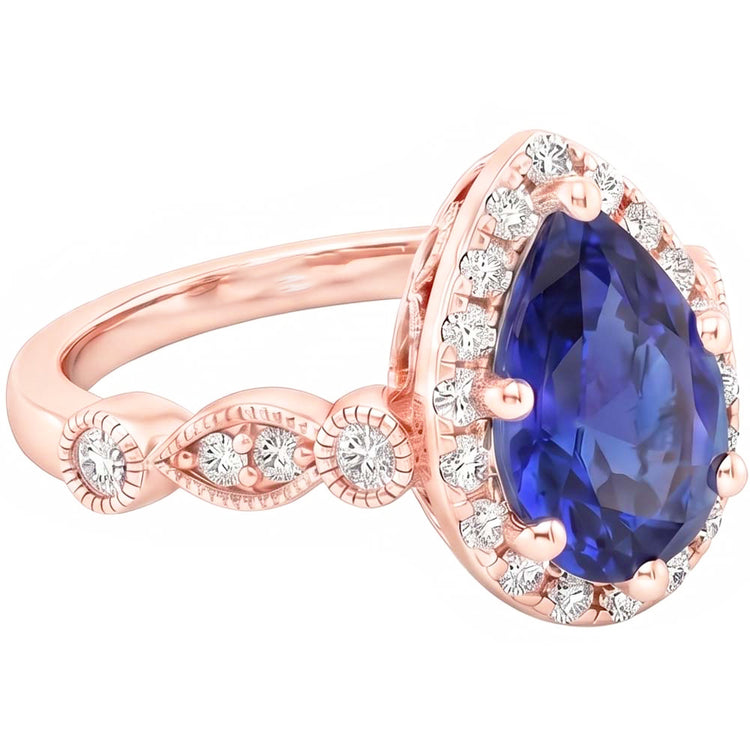 Bague Diamant Naturel 4 Carats - Or Rose 14K
