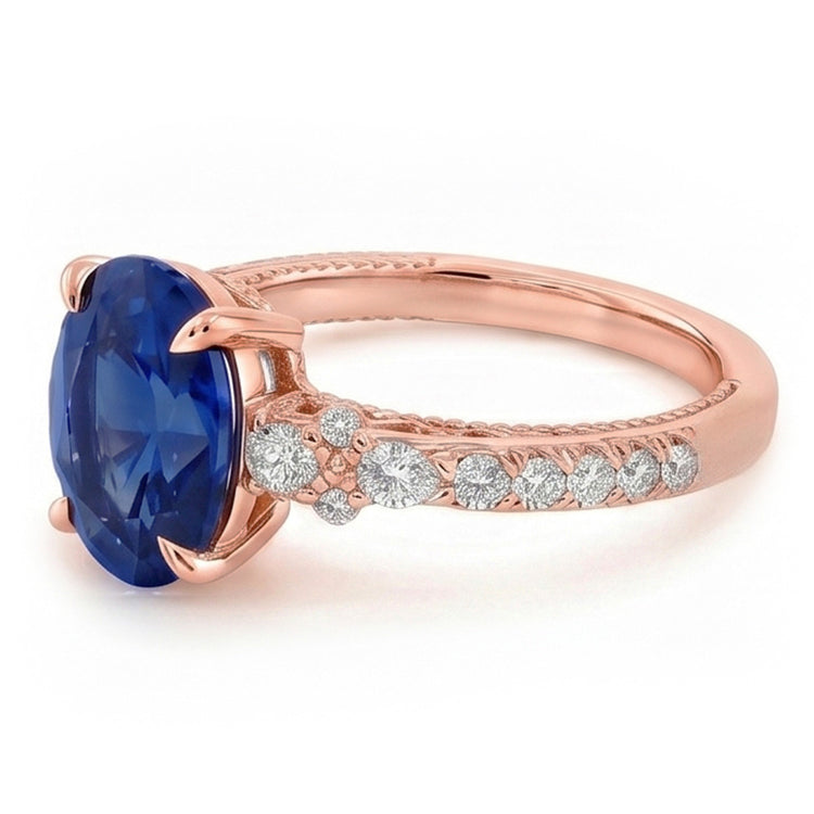 Bague Diamant Naturel 4 Carats - Or Rose 14K