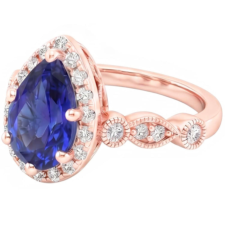 Bague Diamant Naturel 4 Carats - Or Rose 14K