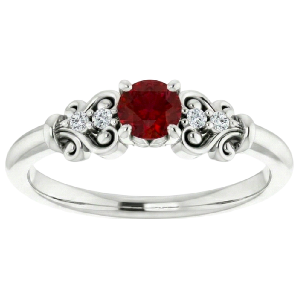 naturel round rubis 1.10carats bague vue de dessus