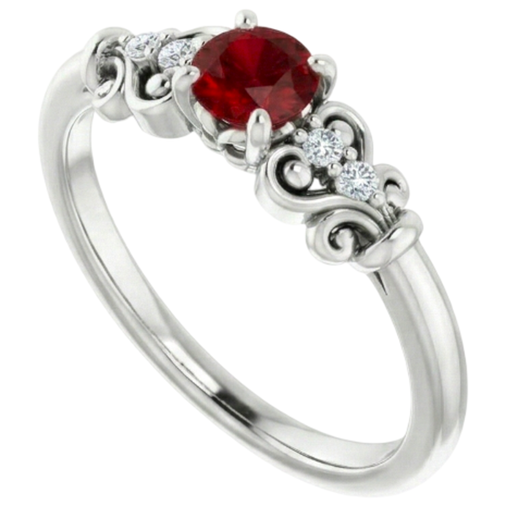 naturel round rubis 1.10carats bague vue de profil