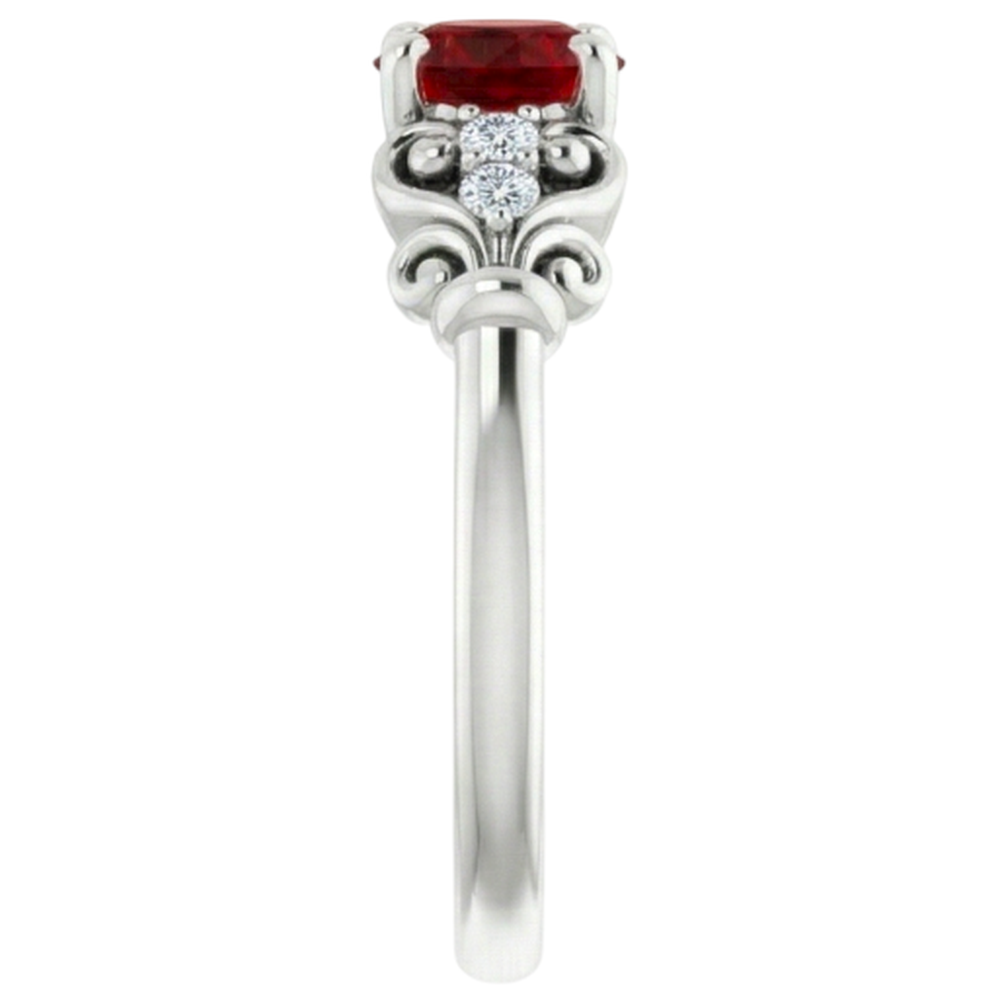 naturel round rubis 1.10carats bague sur blanc