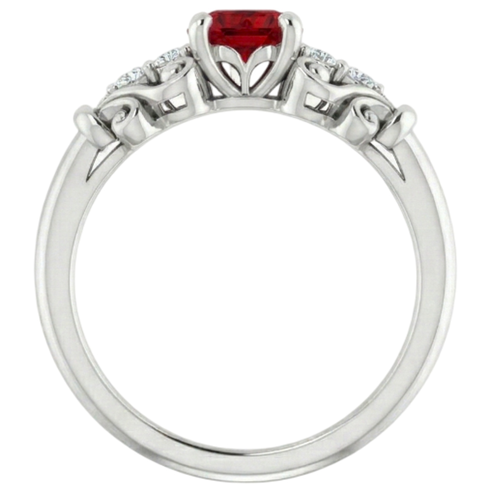 naturel round rubis 1.10carats bague avec accents diamants