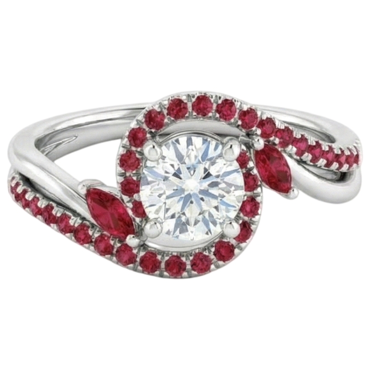 Bague Diamant Naturels Extraits des Mines ( et non cultivés en laboratoire ) 1.65 Carats Rubis Birman Femme Bijoux