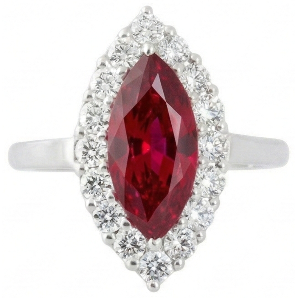 Bague Diamant Naturels Extraits des Mines ( et non cultivés en laboratoire ) 10.50 Carats Avec Rubis Rouge Or Blanc 14K