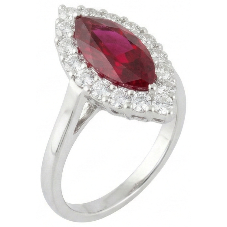 Bague Diamant Naturels Extraits des Mines ( et non cultivés en laboratoire ) 10.50 Carats Avec Rubis Rouge Or Blanc 14K