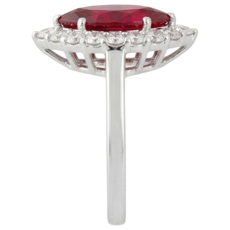 Bague Diamant Naturels Extraits des Mines ( et non cultivés en laboratoire ) 10.50 Carats Avec Rubis Rouge Or Blanc 14K