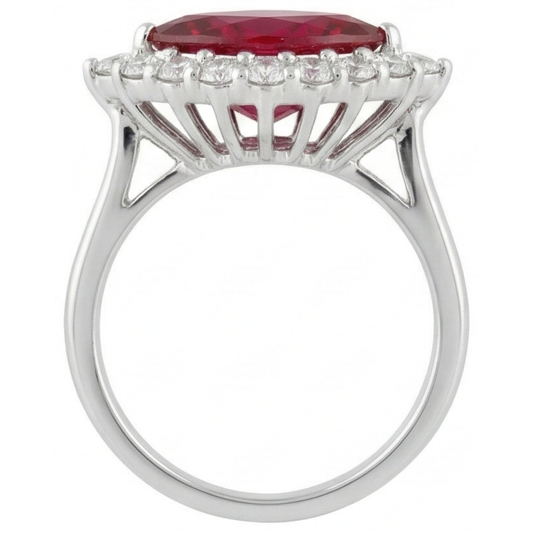Bague Diamant Naturels Extraits des Mines ( et non cultivés en laboratoire ) 10.50 Carats Avec Rubis Rouge Or Blanc 14K