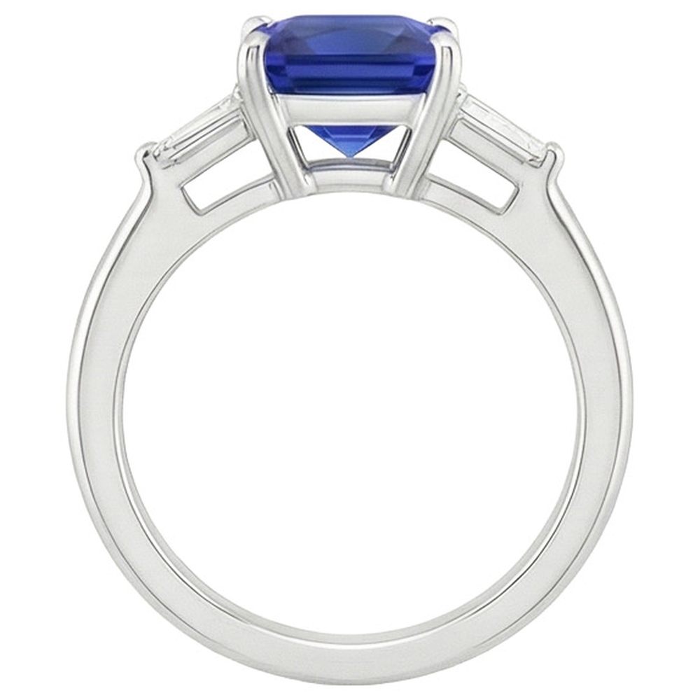 naturel baguette diamant 5.50carats bague angle de côté