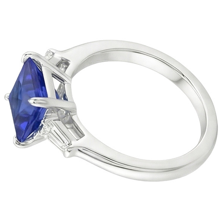 naturel baguette diamant 5.50carats bague vue de dessus