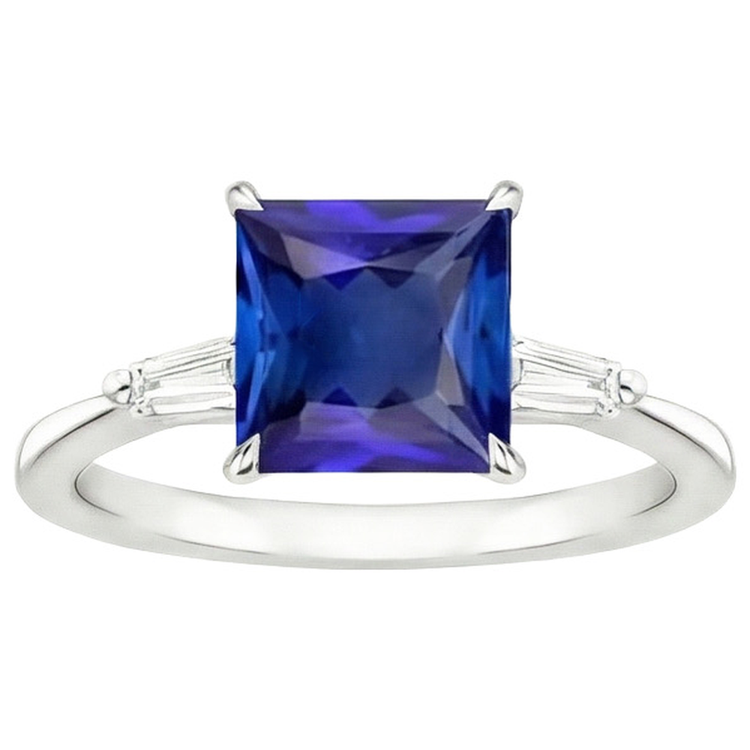 naturel baguette diamant 5.50carats bague vue de profil