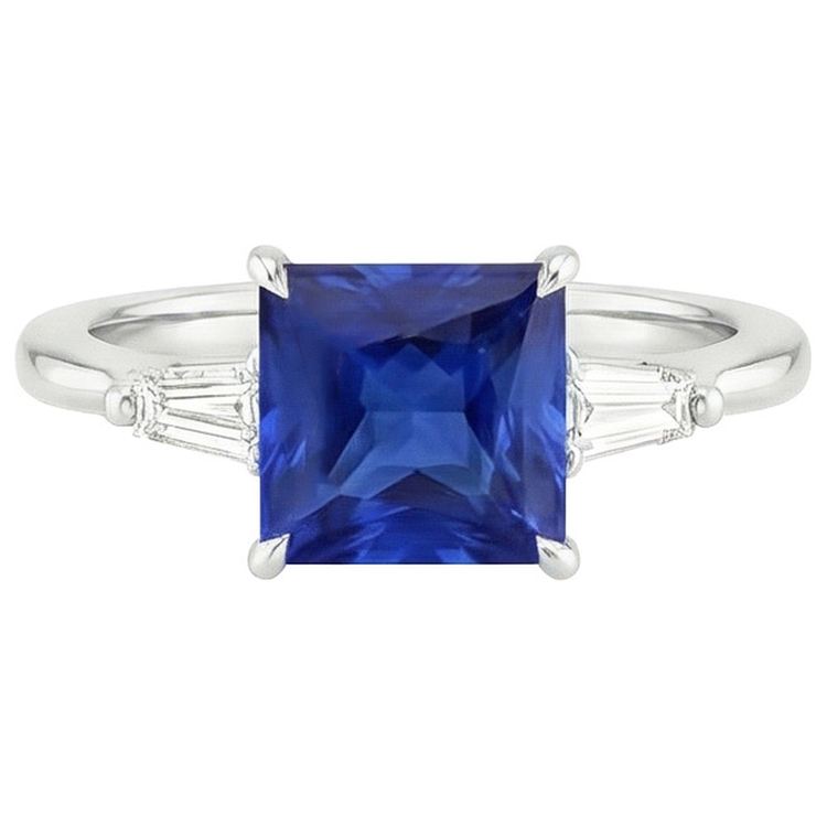 naturel baguette diamant 5.50carats bague sur blanc