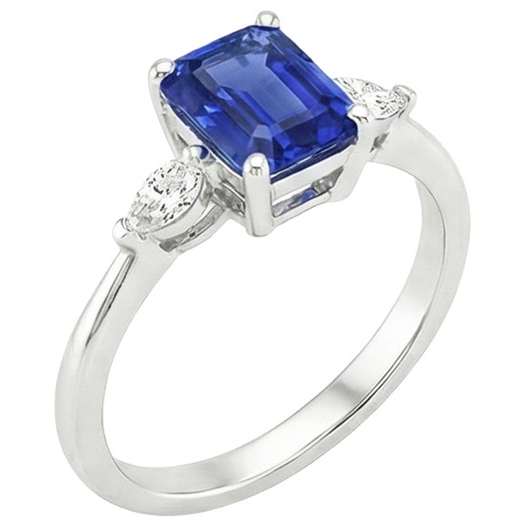 naturel marquise saphir 3.50carats bague détail rapproché