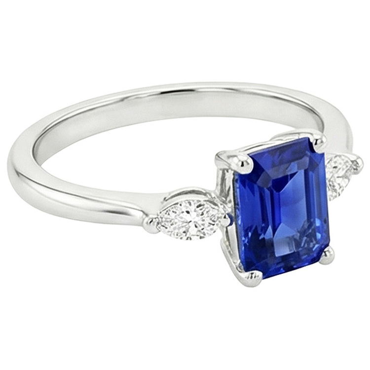naturel marquise saphir 3.50carats bague vue de dessus