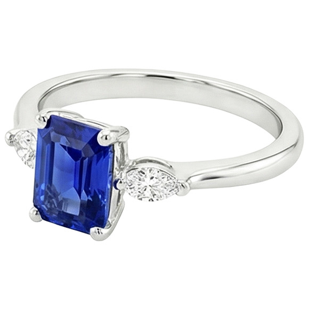 naturel marquise saphir 3.50carats bague vue de profil