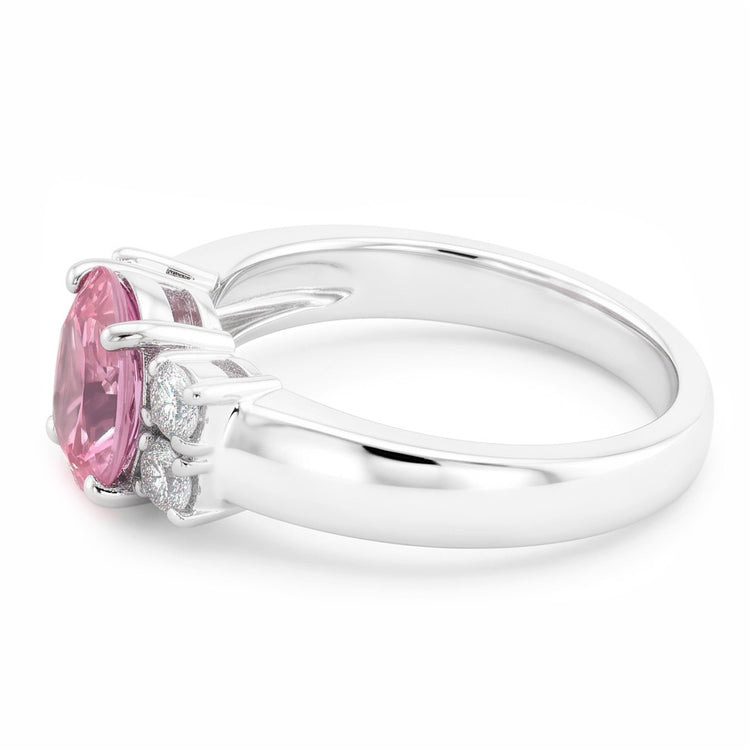 Bague Diamant Naturels Extraits des Mines ( et non cultivés en laboratoire ) Avec Saphir Rose Gemme 2.10 Carats Or Blanc 14K