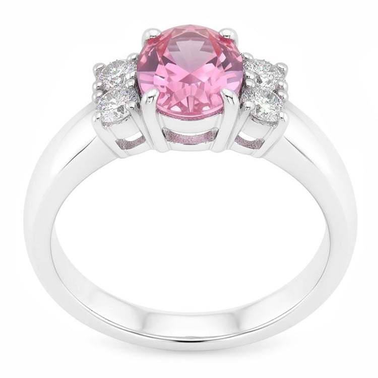 Bague Diamant Naturels Extraits des Mines ( et non cultivés en laboratoire ) Avec Saphir Rose Gemme 2.10 Carats Or Blanc 14K