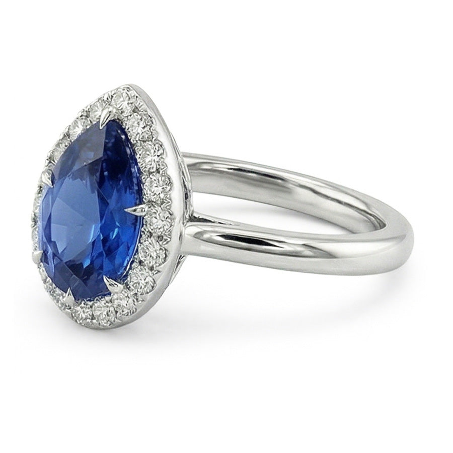naturel pear diamant 6.75carats bague angle de côté
