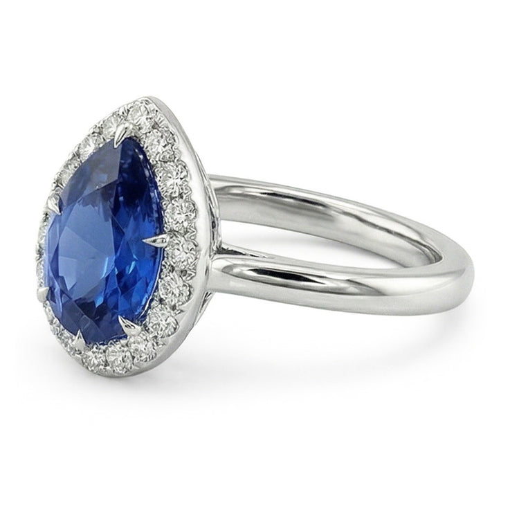 naturel pear diamant 6.75carats bague angle de côté