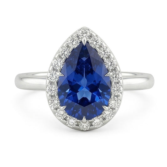 naturel pear diamant 6.75carats bague détail rapproché