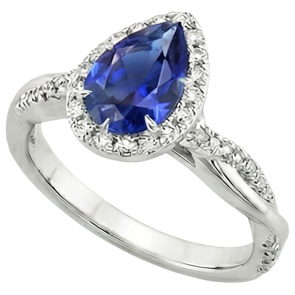 naturel pear diamant 7.25carats bague angle de côté