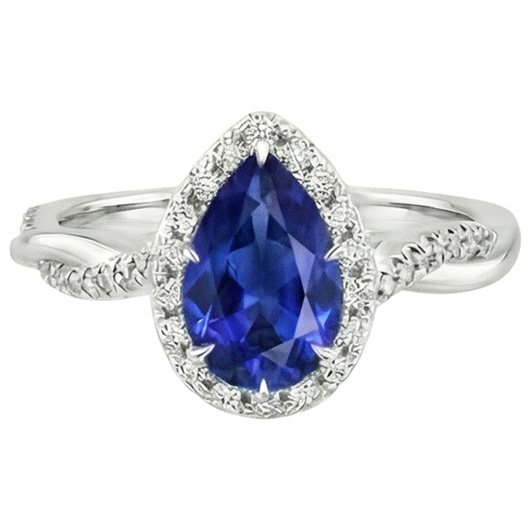 naturel pear diamant 7.25carats bague détail rapproché