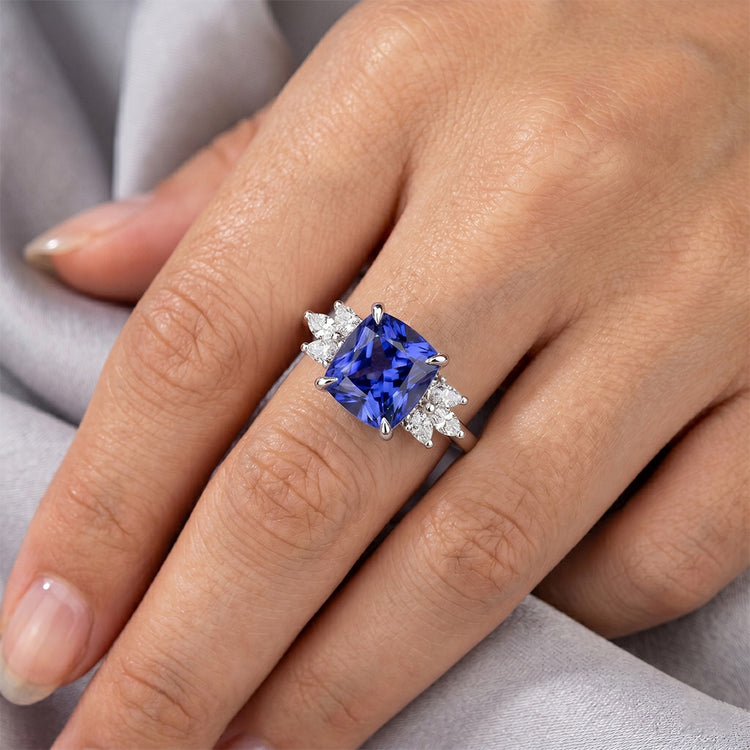 Bague Diamant Naturels Extraits des Mines ( et non cultivés en laboratoire ) Marquise Saphir De Ceylan