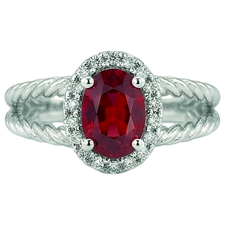 naturel oval diamant 1.16carats bague vue de face