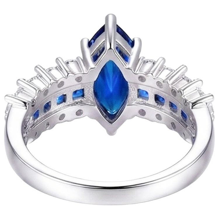Bague Diamant Naturels Extraits des Mines ( et non cultivés en laboratoire ) Pierre Précieuse Marquise et Princesse Saphir Bleu 6.50 Carats
