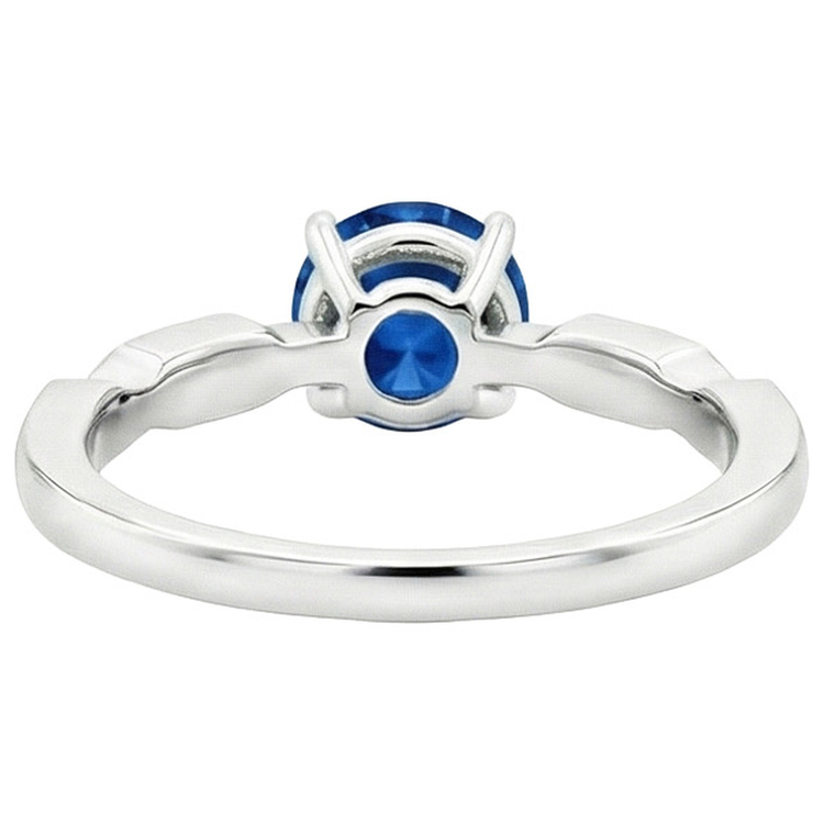 Bague Diamant Naturels Extraits des Mines ( et non cultivés en laboratoire ) Pierres Précieuses Style Vintage Rond Saphir Bleu 2.25 Carats