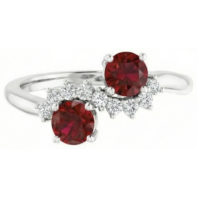 naturel round rubis 2.40carats bague vue de face