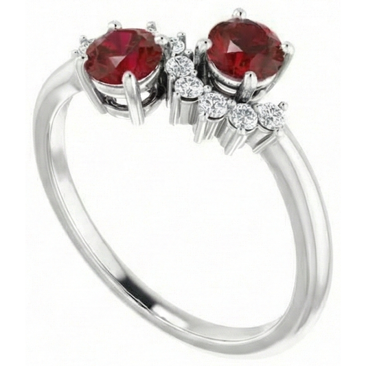 naturel round rubis 2.40carats bague angle de côté