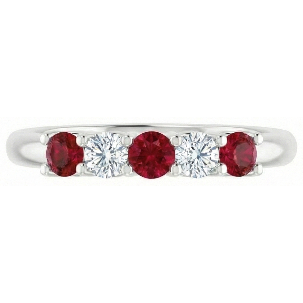 Bague Diamant Naturels Extraits des Mines ( et non cultivés en laboratoire ) Rond Rubis Pierre 2 Carats Or Blanc 14K Bijoux