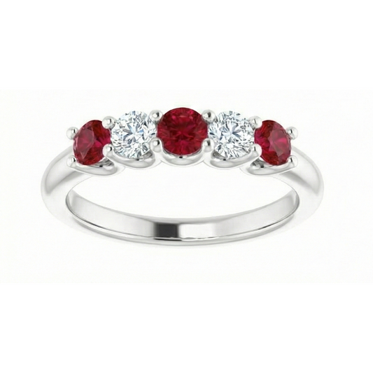 Bague Diamant Naturels Extraits des Mines ( et non cultivés en laboratoire ) Rond Rubis Pierre 2 Carats Or Blanc 14K Bijoux