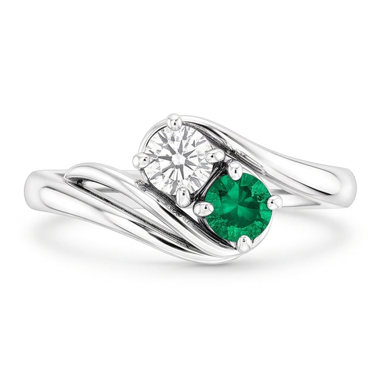 Bague Diamant Naturels Extraits des Mines ( et non cultivés en laboratoire ) Rond Sertissage Émeraude Verte 1.50 Carat